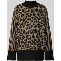 Vero Moda Regular Fit Strickpullover mit Animal-Print Modell 'MARS' in Black, Größe S von Vero Moda