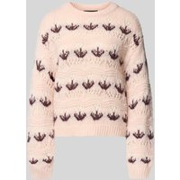 Vero Moda Regular Fit Strickpullover mit Lochstrickmuster Modell 'IDELLE' in Rosa, Größe S von Vero Moda