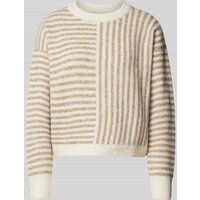 Vero Moda Regular Fit Strickpullover mit Streifenmuster Modell 'URANUS' in Beige, Größe XL von Vero Moda