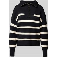 Vero Moda Regular Fit Strickpullover mit Troyer-Kragen Modell 'SABA' in Black, Größe XS von Vero Moda