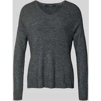 Vero Moda Regular Fit Strickpullover mit V-Ausschnitt Modell 'CREWLEFILE' in Mittelgrau, Größe M von Vero Moda