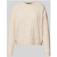 Vero Moda Regular Fit Strickpullover mit Wollanteil und Rollsaum Modell 'WILLA' in Beige, Größe XL von Vero Moda