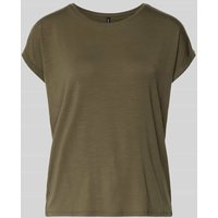 Vero Moda Regular Fit T-Shirt aus Lyocell-Mix Modell 'AVA' in Oliv, Größe M von Vero Moda