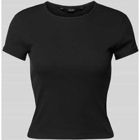 Vero Moda Regular Fit T-Shirt in Rippoptik Modell 'CHLOE' in Black, Größe XL von Vero Moda