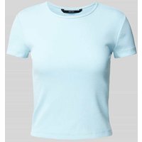 Vero Moda Regular Fit T-Shirt in Rippoptik Modell 'CHLOE' in Hellblau, Größe L von Vero Moda