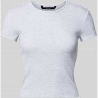 Vero Moda Regular Fit T-Shirt in Rippoptik Modell 'CHLOE' in Hellgrau Melange, Größe M von Vero Moda