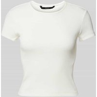 Vero Moda Regular Fit T-Shirt in Rippoptik Modell 'CHLOE' in Weiss, Größe M von Vero Moda