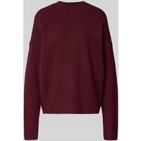 Vero Moda Relaxed Fit Pullover mit Woll-Anteil Modell 'BOOM' in Dunkelrot Melange, Größe L von Vero Moda