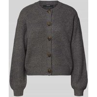 Vero Moda Relaxed Fit Strickjacke mit einreihiger Knopfleiste Modell 'LEA' in Anthrazit, Größe L von Vero Moda