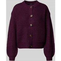 Vero Moda Relaxed Fit Strickjacke mit einreihiger Knopfleiste Modell 'LEA' in Bordeaux, Größe M von Vero Moda