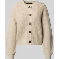 Vero Moda Relaxed Fit Strickjacke mit einreihiger Knopfleiste Modell 'LEA' in Sand, Größe M von Vero Moda