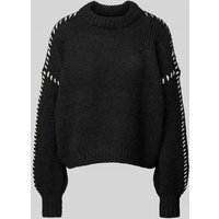 Vero Moda Relaxed Fit Strickpullover mit Kontrast-Detail Modell 'FENG' in Black, Größe XL von Vero Moda