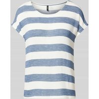 Vero Moda Boxy Fit T-Shirt aus Viskose-Mix Modell 'WIDE STRIPE' in Blau, Größe M von Vero Moda