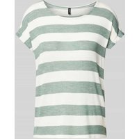 Vero Moda Boxy Fit T-Shirt aus Viskose-Mix Modell 'WIDE STRIPE' in Schilf, Größe M von Vero Moda