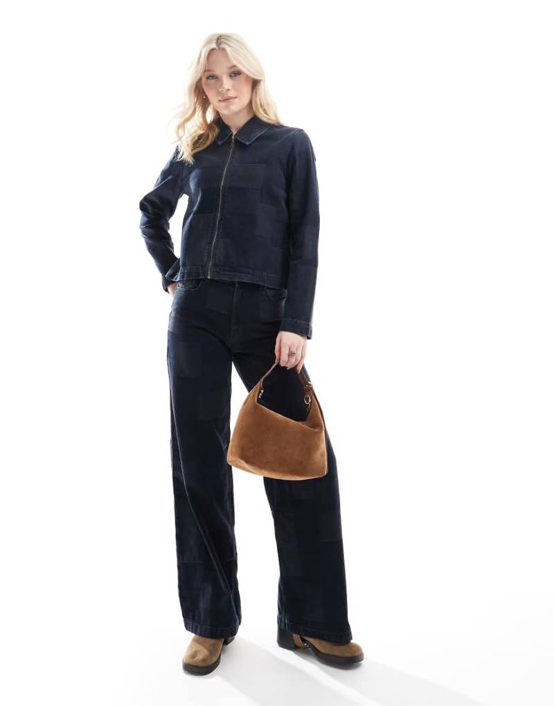 Vero Moda - Remy - Weite Jeans in Dunkelblau mit Patchwork-Design, Kombiteil von Vero Moda