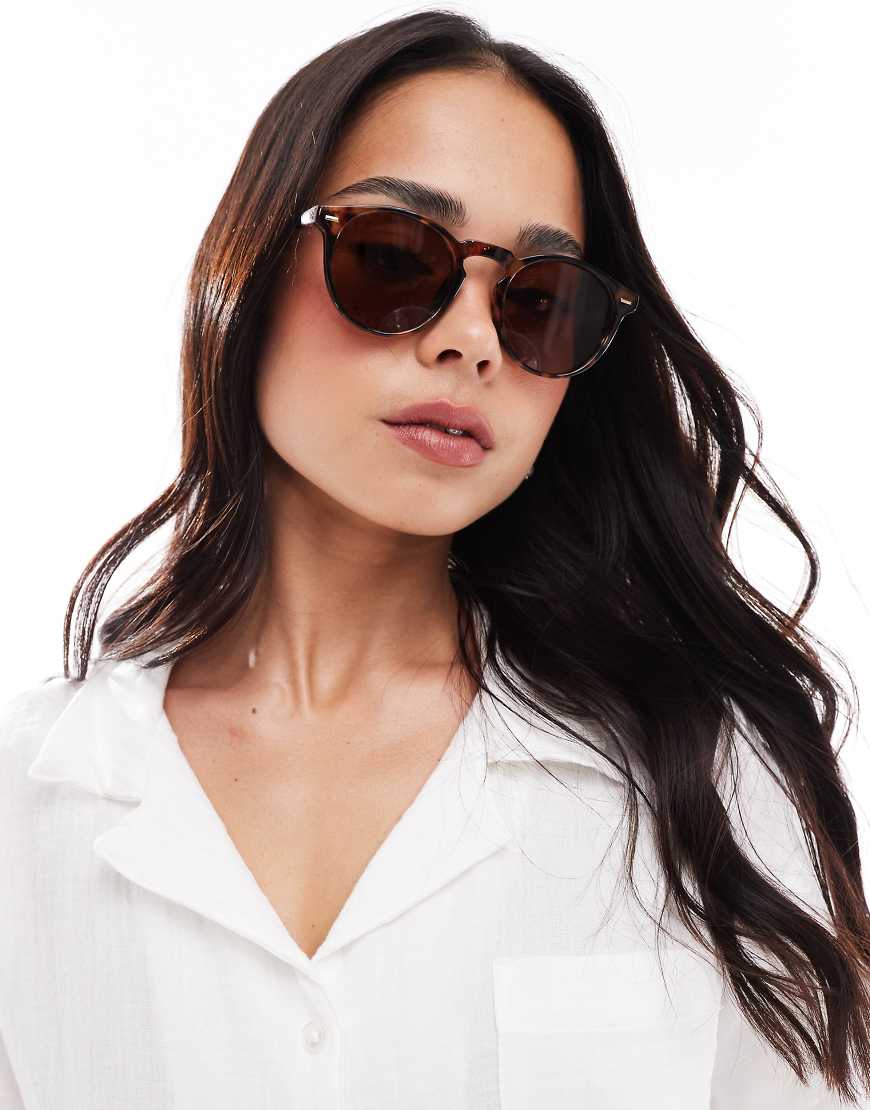 Vero Moda - Runde Sonnenbrille in Schildpatt-Optik-Braun von Vero Moda