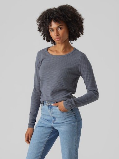 Vero Moda Rundhalspullover VMCARE STRUCTURE LS O-NECK BLOU NOOS mit Strukturmuster von Vero Moda