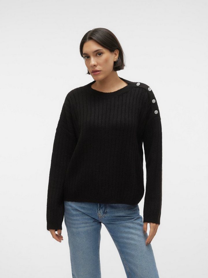 Vero Moda Rundhalspullover VMELYA LS O-NECK BUTTON PULLOVER GA BOO Vero Moda Rundhalspullover VMELYA LS O-NECK BUTTON PULLOVER GA BOO von Vero Moda