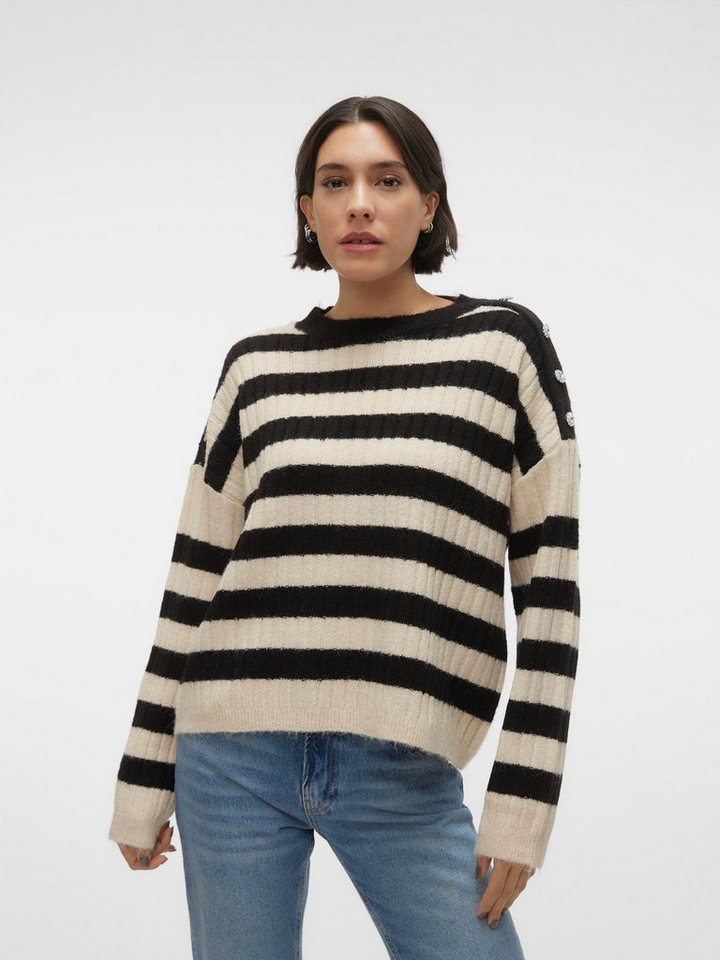 Vero Moda Rundhalspullover VMELYA LS O-NECK BUTTON PULLOVER GA BOO Vero Moda Rundhalspullover VMELYA LS O-NECK BUTTON PULLOVER GA BOO von Vero Moda