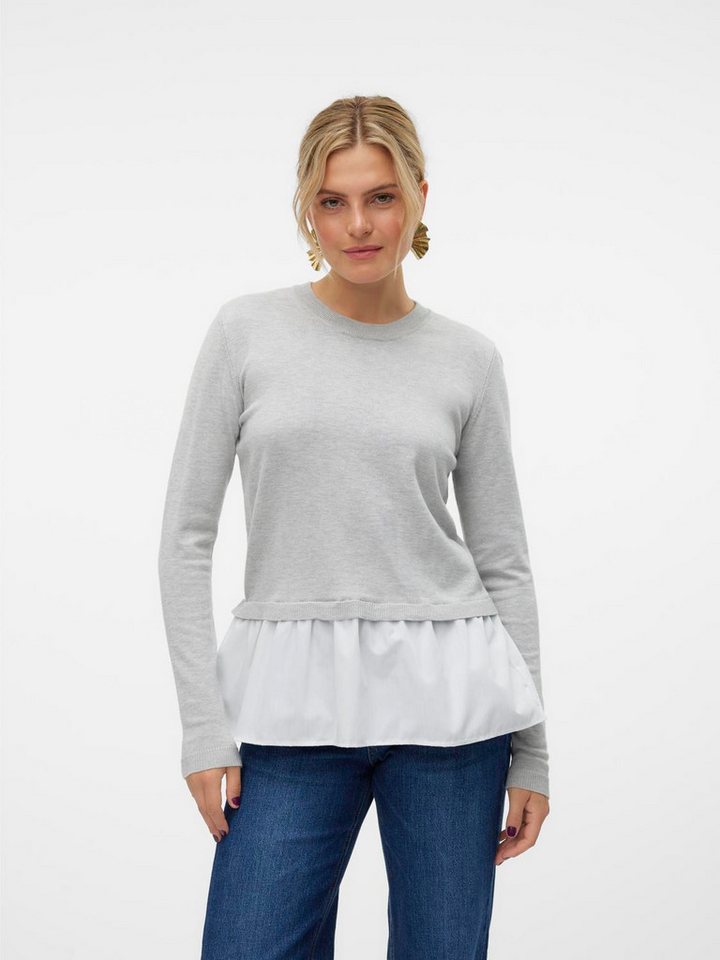 Vero Moda Rundhalspullover VMJOSE LS O-NECK WVN MIX PULLOVER GA BOO von Vero Moda