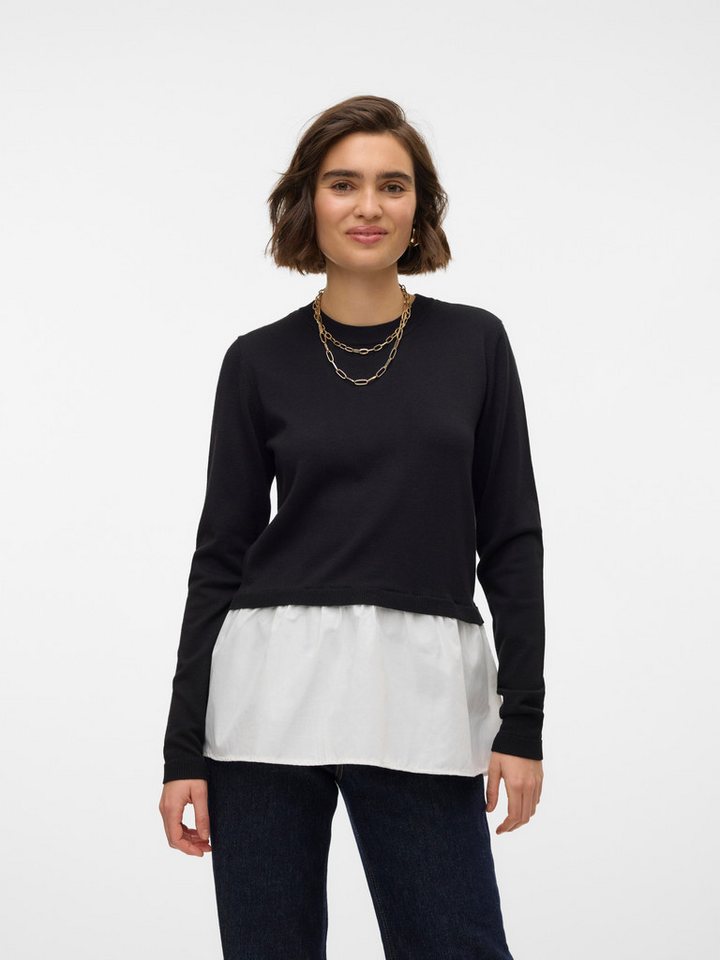 Vero Moda Rundhalspullover VMJOSE LS O-NECK WVN MIX PULLOVER GA BOO Vero Moda Rundhalspullover VMJOSE LS O-NECK WVN MIX PULLOVER GA BOO von Vero Moda
