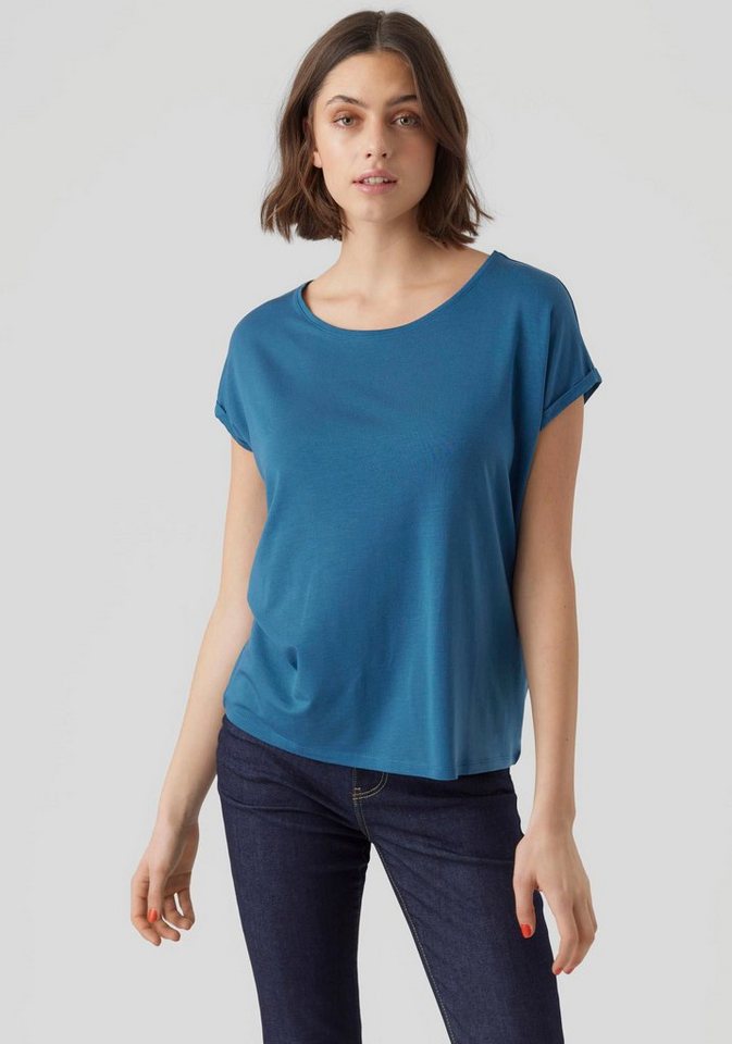 Vero Moda Rundhalsshirt VMAVA PLAIN SS TOP GAJRS NOOS Materialmix, regular fit von Vero Moda