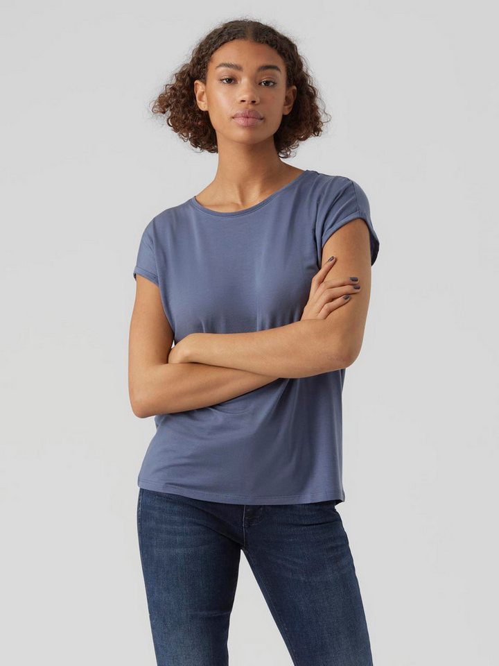 Vero Moda Rundhalsshirt VMAVA PLAIN SS TOP GAJRS NOOS Materialmix, regular fit von Vero Moda