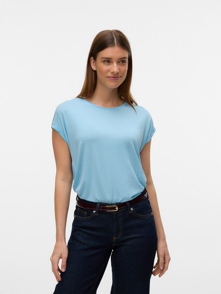 Vero Moda Rundhalsshirt VMAVA PLAIN SS TOP GAJRS NOOS Materialmix, regular fit von Vero Moda