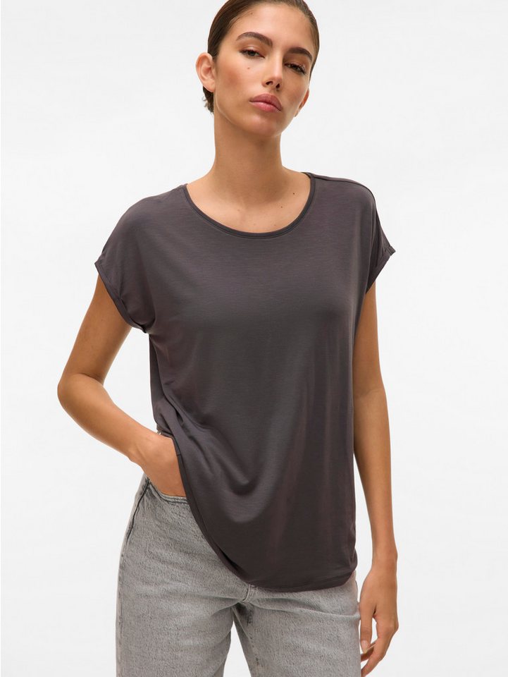 Vero Moda Rundhalsshirt VMAVA PLAIN SS TOP GAJRS NOOS Materialmix, regular fit von Vero Moda