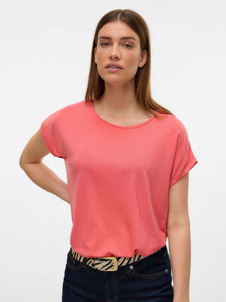 Vero Moda Rundhalsshirt VMAVA PLAIN SS TOP GAJRS NOOS Materialmix, regular fit von Vero Moda
