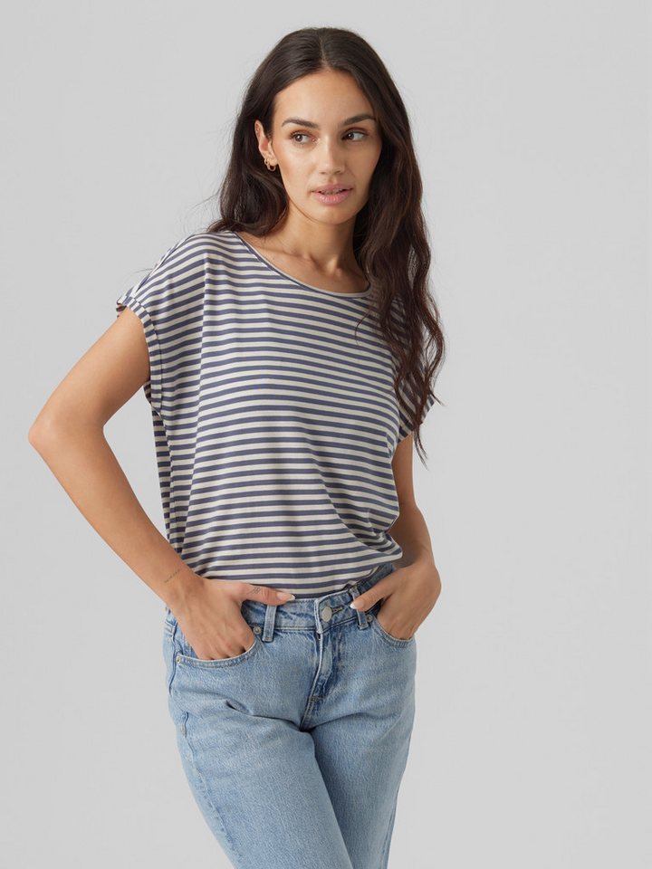 Vero Moda Rundhalsshirt VMAVA PLAIN SS TOP STRIPE GA JRS NOOS von Vero Moda