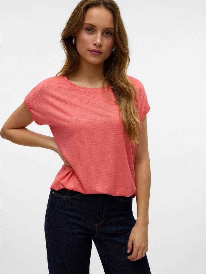 Vero Moda Rundhalsshirt VMLAVA PLAIN SS TOP LUREX STRIPE von Vero Moda