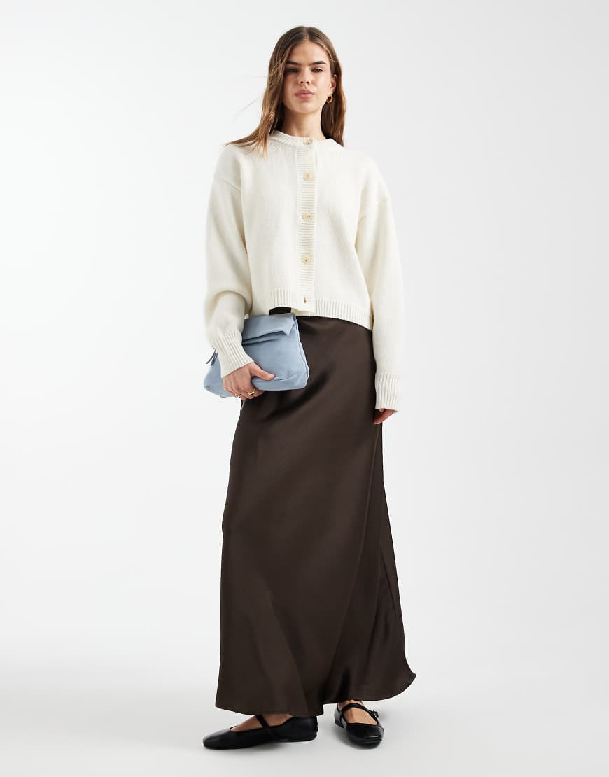 Vero Moda - Satin-Maxirock in Schokobraun-Brown von Vero Moda