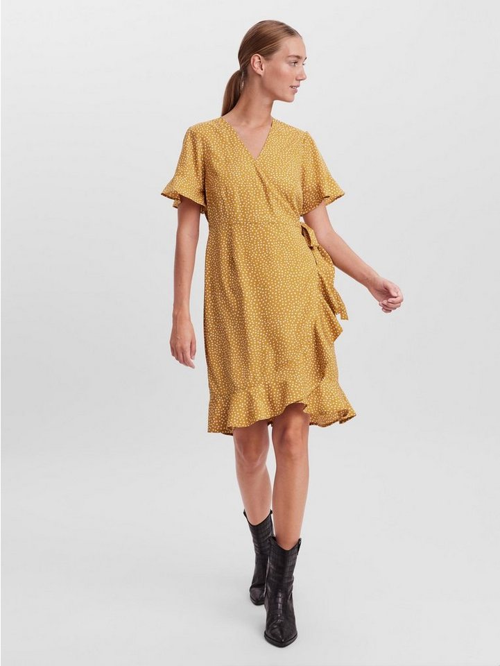 Vero Moda Shirtkleid Kurzes Wickel mit Rüschen VMHENNA (kurz) VMHENNA 2/4 WRAP FRILL DRESS NOOS von Vero Moda