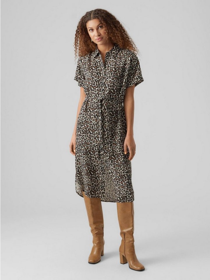 Vero Moda Shirtkleid Leichtes Kurzärmliges Basic Midi VMBUMPY (lang) VMBUMPY SS CALF SHIRT DRESS WVN GA NOOS von Vero Moda