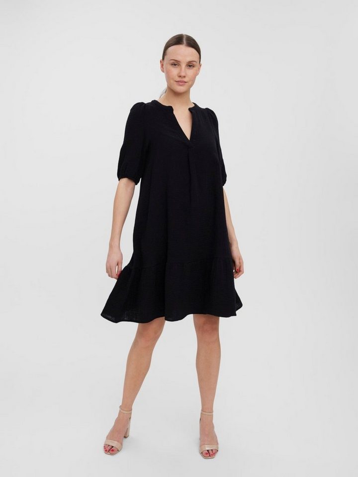 Vero Moda Shirtkleid Halbarm Midi Blusen Tunika Kleid VMNATALI (knielang, 1-tlg) 4096 in Schwarz von Vero Moda