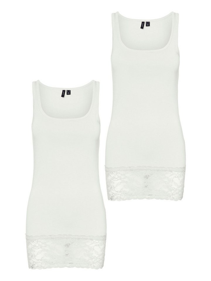 Vero Moda Shirttop 2er-SET Basic Design mit Spitzenabschluss am Saum (2-tlg) VMMAXI MY LACE LONG TANK JRS NOOS von Vero Moda