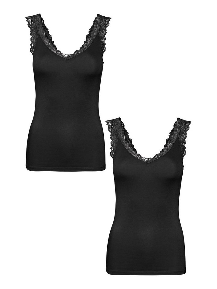 Vero Moda Shirttop 2er-Set ärmellos eng geschnitten mit Spitzendetail (2-tlg) VMROSA SL TOP GA JRS NOOS von Vero Moda