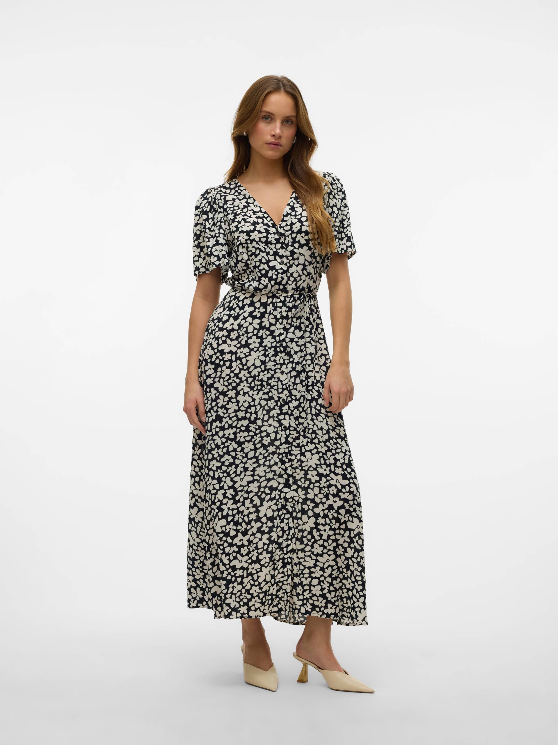 Vero Moda Sommerkleid "VMALBA SS CALF DRESS WVN GA NOOS" von Vero Moda