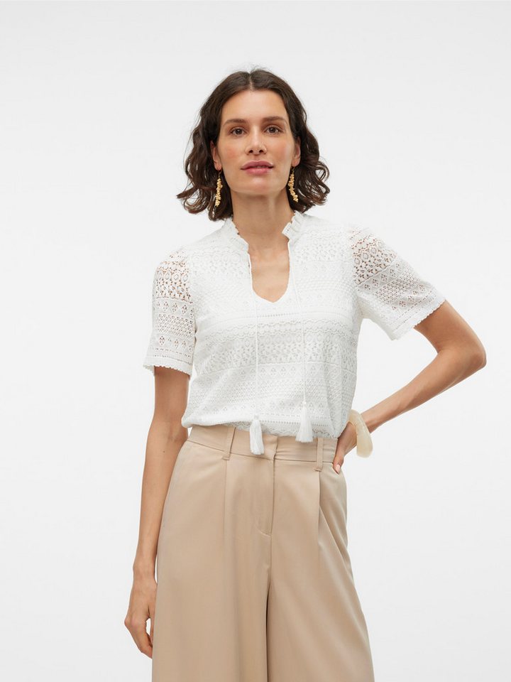 Vero Moda Spitzenshirt VMHONEY LACE S/S TASSEL TOP WVN GA von Vero Moda