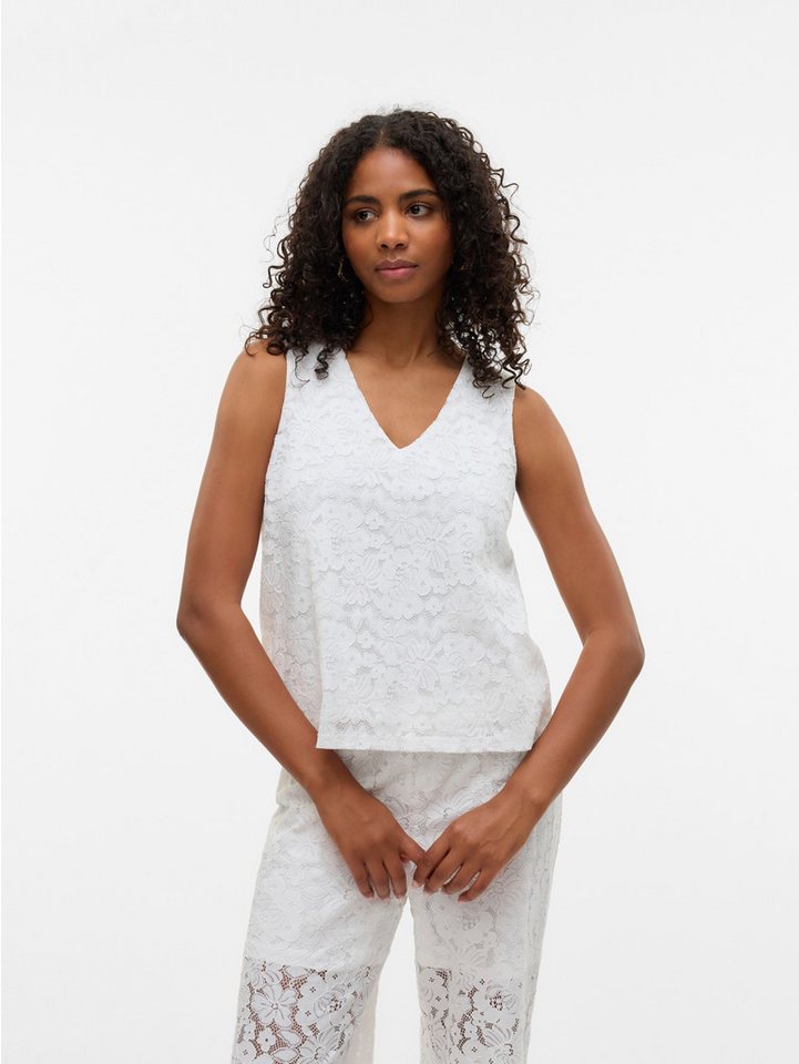 Vero Moda Spitzentop VMHONEY LACE SL V-NECK TOP WVN GA von Vero Moda