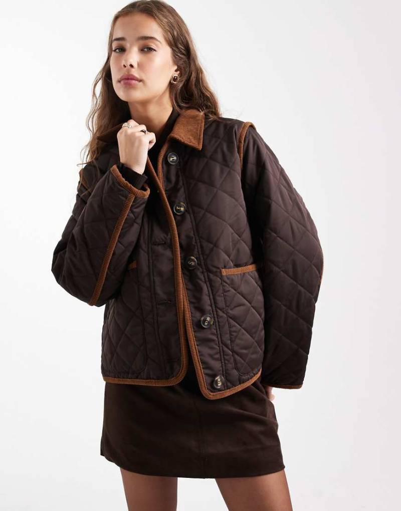 Vero Moda - Steppjacke in Schokobraun mit Kontrastkragen-Brown von Vero Moda