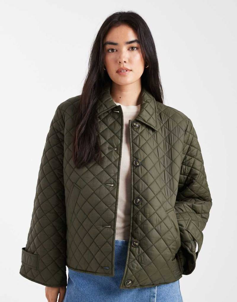 Vero Moda - Steppjacke in kräftigem Khaki mit Knopfleiste-Grün von Vero Moda