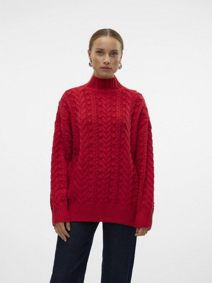 Vero Moda Strandpullover VMMIRAND LS HIGHNECK LONG PULLOVER Salsa von Vero Moda