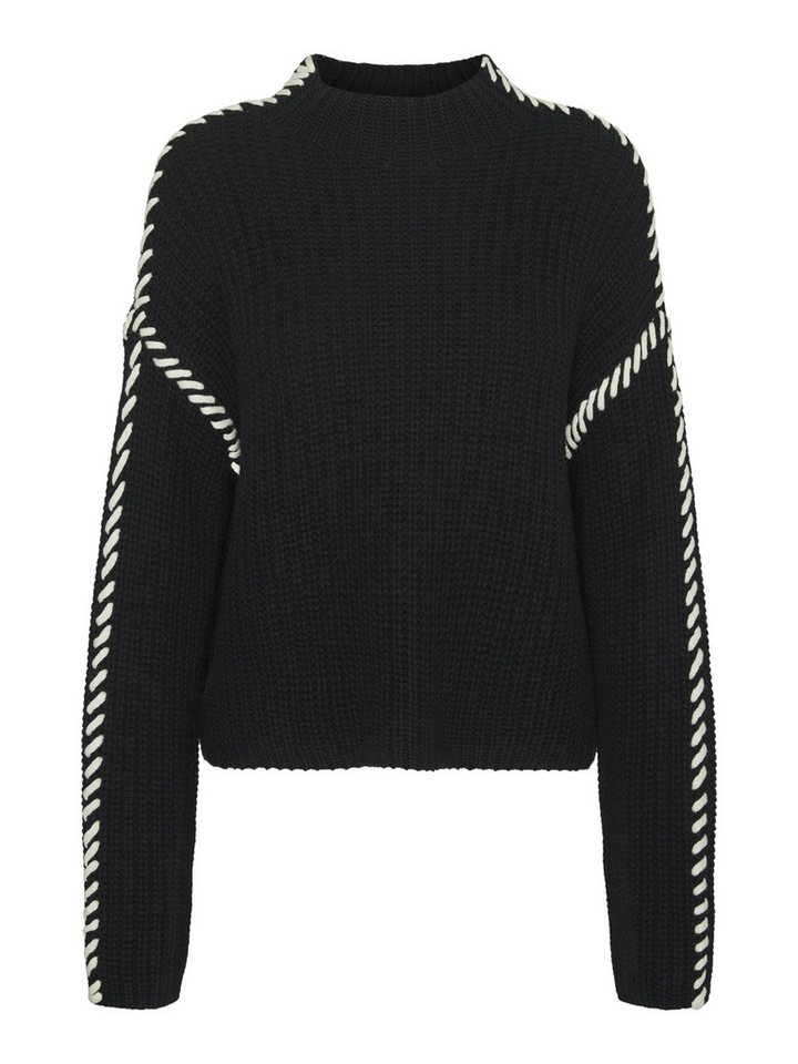 Vero Moda Strandpullover VMNEWCREAM LS FUNNELNECK PULLOVER B Black/AWARE EMBROIDERY von Vero Moda