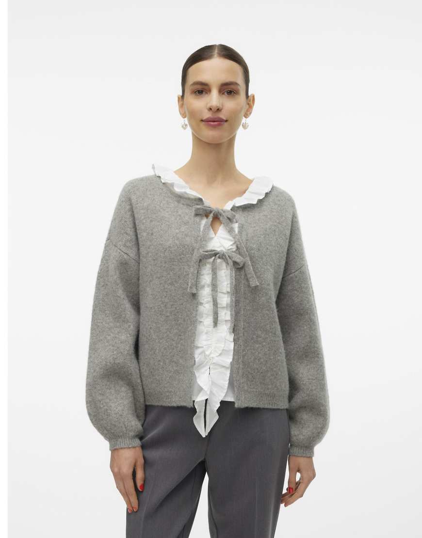 Vero Moda - Strickjacke in meliertem Mittelgrau von Vero Moda
