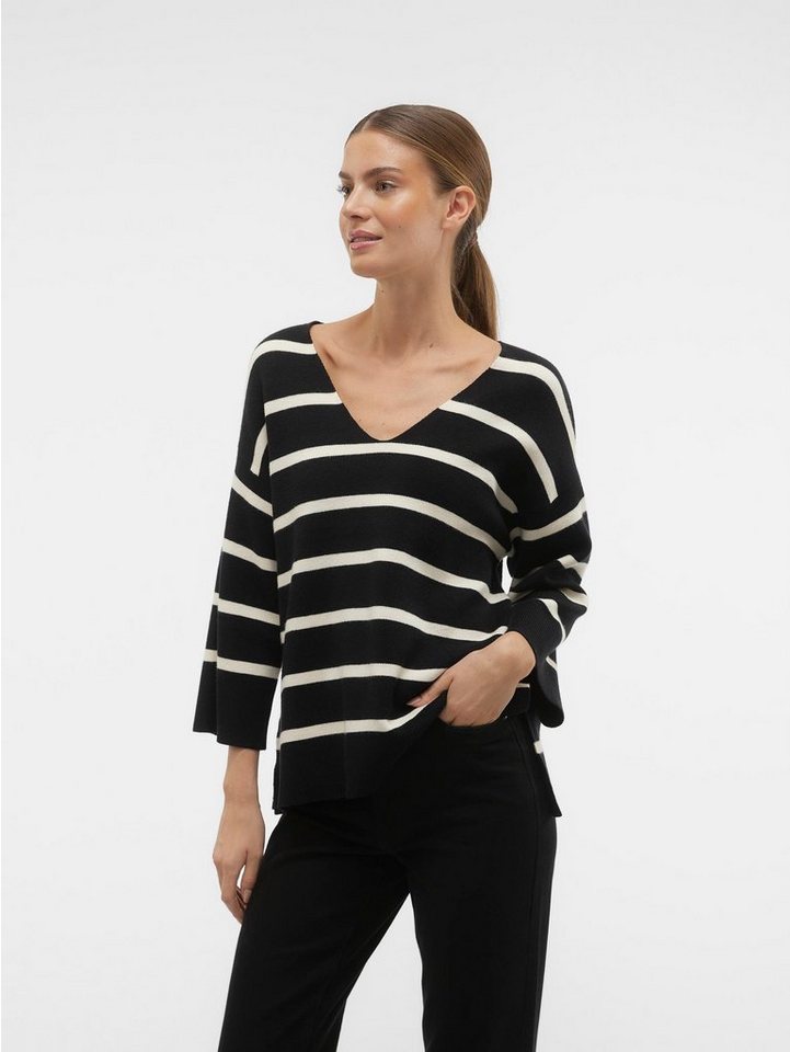 Vero Moda Strickpullover Legerer Feinstrick Weicher Streifen VMSABA VMSABA 3/4 V-NCK STRIPE PULLOVER GA NOOS Vero Moda Strickpullover Legerer Feinstrick Weicher Streifen VMSABA VMSABA 3/4 V-NCK STRIPE PULLOVER GA NOOS von Vero Moda