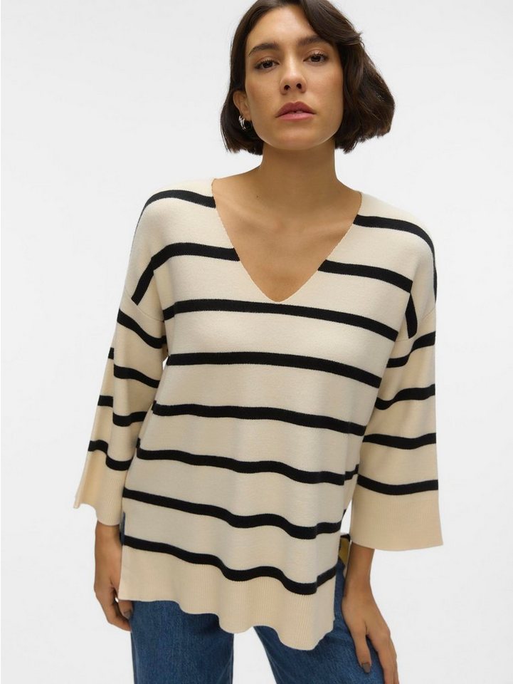 Vero Moda Strickpullover Legerer Feinstrick Weicher Streifen VMSABA VMSABA 3/4 V-NCK STRIPE PULLOVER GA NOOS Vero Moda Strickpullover Legerer Feinstrick Weicher Streifen VMSABA VMSABA 3/4 V-NCK STRIPE PULLOVER GA NOOS von Vero Moda