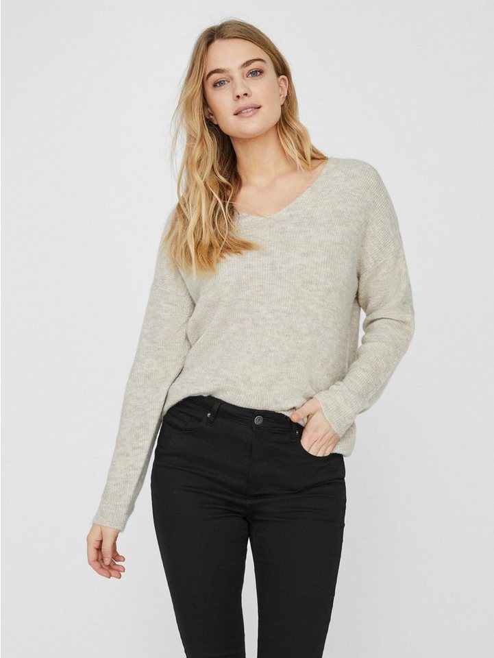Vero Moda Strickpullover Strickpullover V-Ausschnitt Langarm VMCREWLEFILE LS V-NECK BLOUSE NOOS von Vero Moda