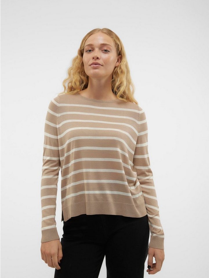 Vero Moda Strickpullover Weicher Feinstrick Rundhals Streifen VMNOVA VMNOVA LS O-NECK PULLOVER GA NOOS von Vero Moda